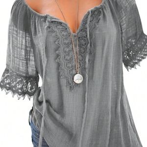 Gray Embellished Relaxed Blouse